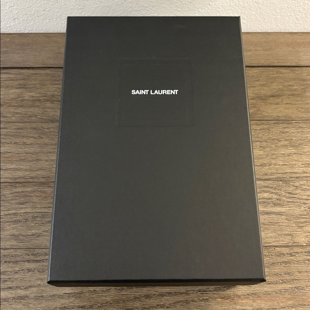 NIB [Saint Laurent] Ballerina Black Satin & Leather Flats Women's EU 39 / US 9 - Picture 14 of 16